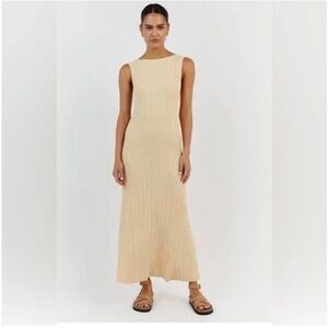 DISSH IVY YELLOW/LEMON MIDI DRESS sz L